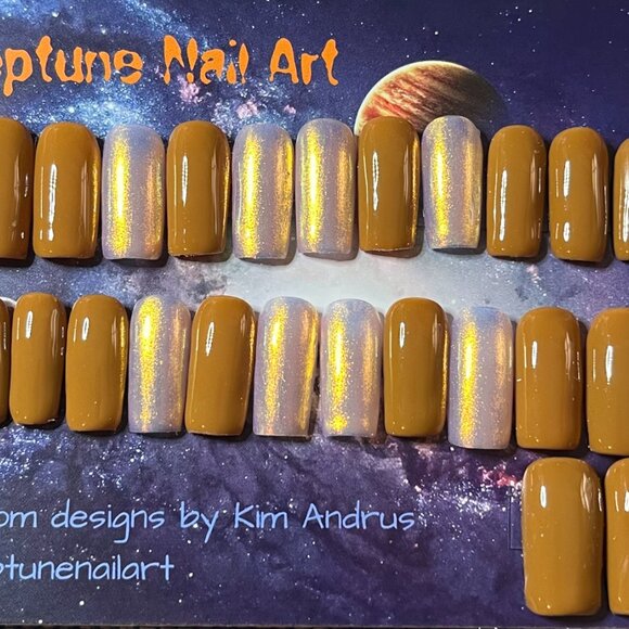 Gel Press on Nails - medium length, square shape - Picture 2 of 3